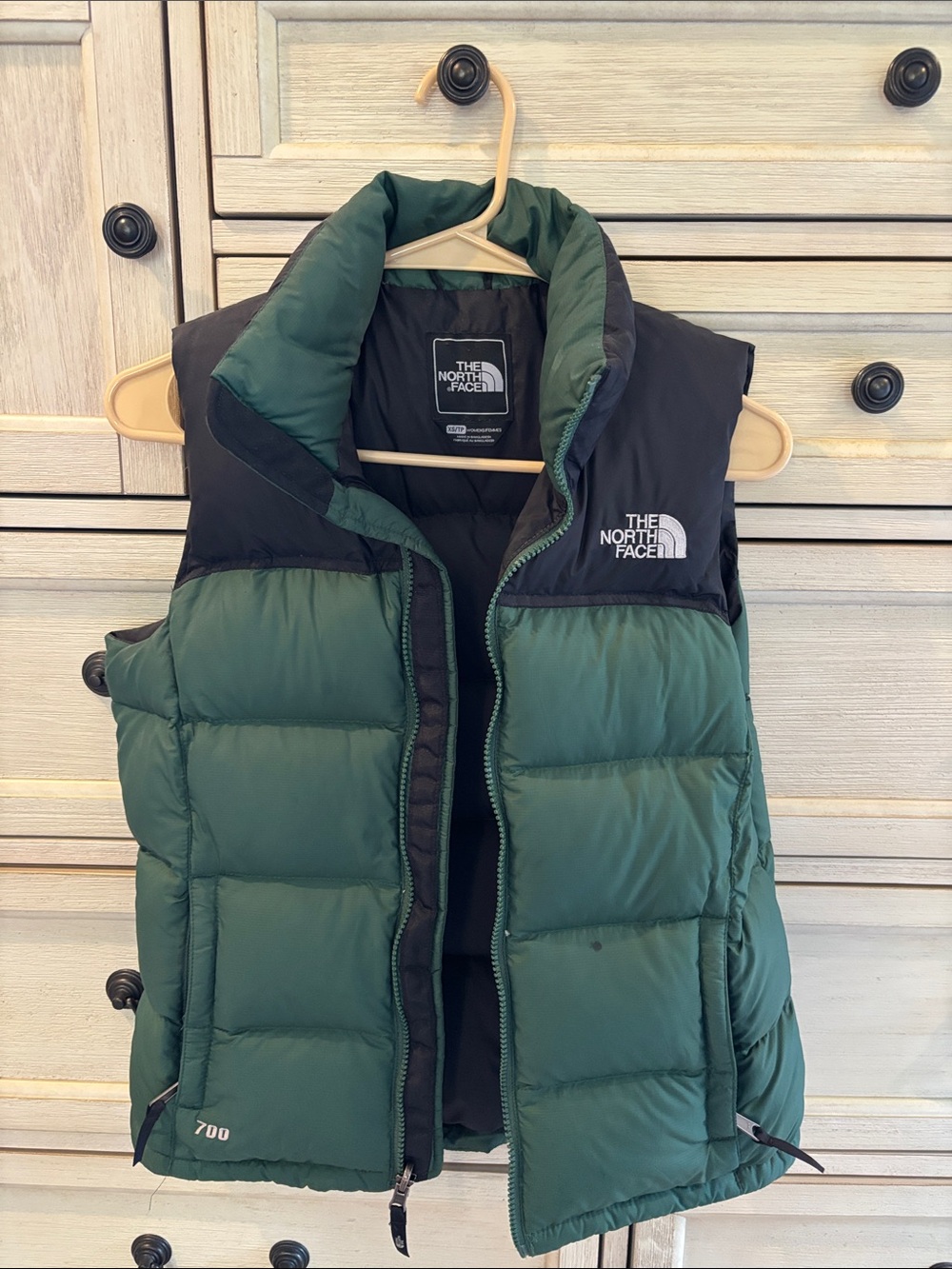 The North Face Green and Black Puffer Vest